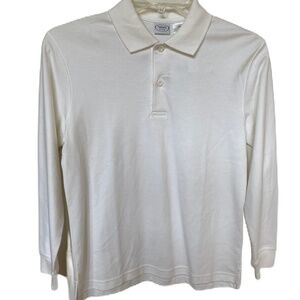 Talbots long sleeve polo shirt white cotton kids size 10